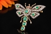 Antike Brosche Libelle Gold Smaragde Rubine Altschliff Diamanten um 1900 