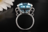 Großer Cocktailring 30 Carat Aquamarin im Emerald Cut in 558er Weißgold 