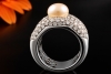 Exklusiver Weißgold Cocktailring Champagnerfarbene Perle und Diamanten 