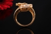 Double Baguette Ring eckig mit Diamanten und Brillanten in Roségold 750 