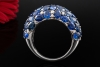 Cocktailring Bandring mit Saphir Mosaik und Diamanten in 750er Weißgold 