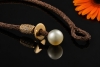 Gellner Stoff Armband mit Südseezuchtperle und Diamanten an Gelbgold 750 