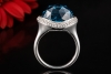 Hollfelder Exklusiver Blautopas Ring mit 104 Brillanten in Weißgold 750 