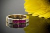 Rubin und Saphir Baguette Schliff Ring in 750er Gelbgold 