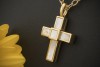 Victor Mayer Collier Kreuz Anhänger mit Perlmutt in 750er Gelbgold 18 Karat 
