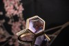 Amethyst Ring sechseckig gefasst mit Brillanten in 750er Rotgold LP 3800 