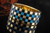 Tiffany & Co. Armreif Armband Gelbgold mit Opal und Onyx Karo Intarsien 