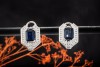 Ohrringe Saphir Emerald Cut mit Diamanten 750er Weißgold Juwelier Leicht 