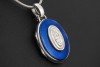 Victor Mayer Medaillon Anhänger mit Diamanten Emaille Blau Weißgold 750 