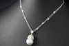 Collier Kette mit Anhänger Südsee Perle und Diamant Rosen 750er Weißgold 