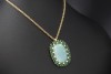 Großer ovaler Anhänger mit Opal Smaragd und Diamanten in 750er Gelbgold 