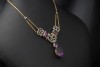 Antike Collier Kette mit Lila Amethyst und Diamanten in 750er Gelbgold 