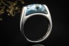 BVLGARI Ring mit blauem Topas Bulgari Tronchetto massiv in Weißgold 750 