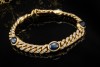Armband Panzerarmband Saphir Cabochons Diamanten Massiv in Gelbgold 750 