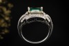 Antiker Smaragd Ring Emerald Cut mit Diamanten 750er Weißgold Gelbgold 