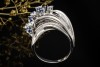 Verspielter Vintage Ring Saphire und Diamanten Blau Weiß in Weißgold 750 