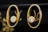 Ovale Ohrringe Ohrstecker mit Clips und Diamanten in 750er Gelbgold 