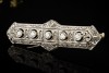 Lange Art Déco Brosche Nadel Diamanten Goldschmiedearbeit Weißgold Gold 