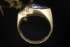Ring mit Tansanit Dreieckig mit Diamanten in Gelbgold Goldschmiedearbeit 
