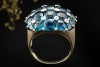 Ausgefallener Cocktailring Ring mit Blautopas und Diamanten in Gelbgold 