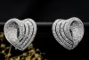 Herz Ohrringe Ohrstecker mit Clip Schwungvoll Diamanten in Weißgold 750 