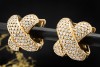 Creolen Ohrstecker im Kreuzdesign mit Diamanten in 750er Gelbgold 
