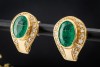 Ohrstecker Ohrringe Smaragd im Ovalschliff und Diamanten in Gelbgold 750 
