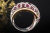 Mystischer Ring Rubin und Diamanten 750er Weißgold mit Roségold Akzenten 