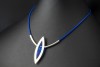 Bunz Design Collier Blau 950er Platin 750er Gelbgold Kautschuk Halsreif 