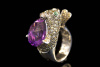 Tier Motiv Ring Robbe mit Amethyst Brillanten und Tsavorit in Weißgold 