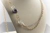 Perlen Collier Kette 94 cm Facettierte Quarzkugeln in 750er Gold Bicolor 