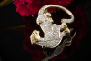 Panther Leopard Brosche Nadel mit 0,50 Ct. Brillanten in 750er Gelbgold 