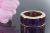 Moderner Designer Ring in 750er Rotgold mit Amethyst im Baguette Schliff 