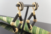 Fred Paris Ohrclips Ohrringe Ebenholz Schwarz in Rautenform 750er Gold 