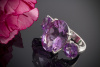 Art Deco Platin Ring mit 3 x Amethyst imposant in 900er Platin Goldschmiedearbeit 