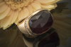 Massiver Rotgold Ring mit Granat facettiert und Brillanten in 750er Rotgold  