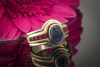 Bicolor Ring Saphir und Rubin Blau und Rot 750er Gelbgold Weißgold Bicolor 