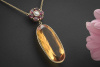 Apartes Collier mit Citrin Rubin und Diamant in 750er Gelbgold  