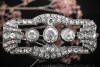 Antike Diamant Brosche mit 7 Carat Diamanten und Diamant Rosen in Platin 