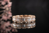 Besonderer Memoire Ring mit Baguette Diamanten & Brillanten Rotgold 750 