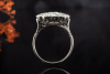 Art deco Ring mit Smaragd im Princess Schliff und Diamanten in Weißgold 