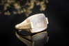 BVLGARI Ring Facettierter Rosenquarz Massive Arbeit in 750er Gelbgold 