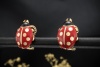 Cartier Ohrringe Marienkäfer Coccinelle Ohrclips mit Emaille in Gelbgold 