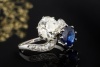 Antiker Saphir und Diamant Ring Altschliff Blau Weiß in Weißgold Arbeit 