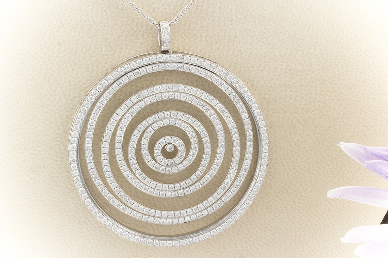 Sonderanfertigung Collier Anhänger Kreise mit 7 CT Brillanten 750er Weißgold 