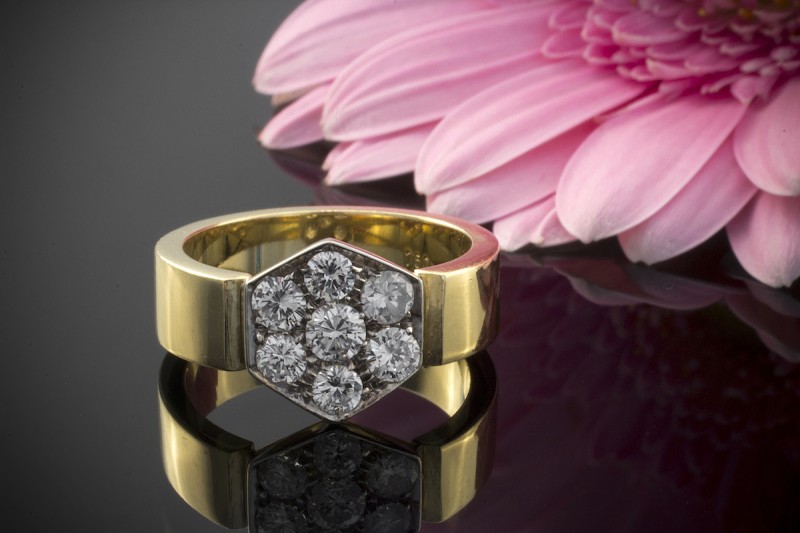 Ring mit Brillanten Feuriger Brillantring Bicolor 750er Gelbgold 