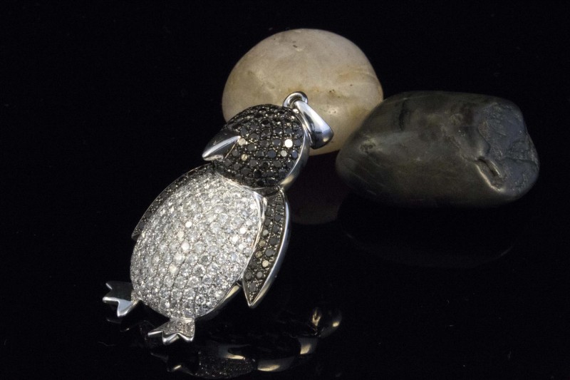 Anhänger PINGUIN Tier Motiv 750 Weißgold mit Brillanten 