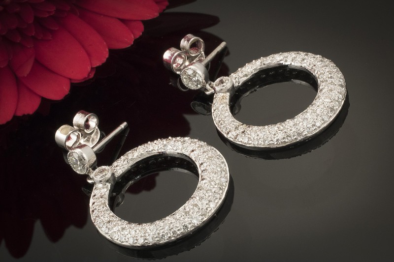 Ohrringe mit Brillanten BrillantOhrringe Rund Ohrstecker in Weißgold 750 