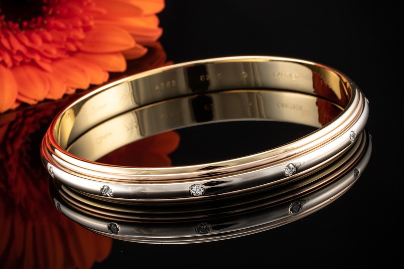 Trinity de Cartier Armreif Brillant Armband drehbar in Gold Tricolor 750 