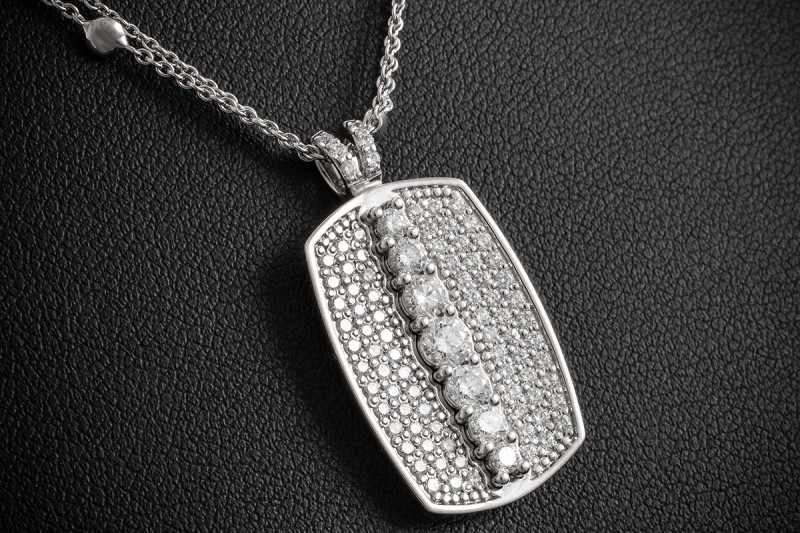 Leo Wittwer Kette mit Anhänger Doppelkette Diamanten Brillanten Weißgold 